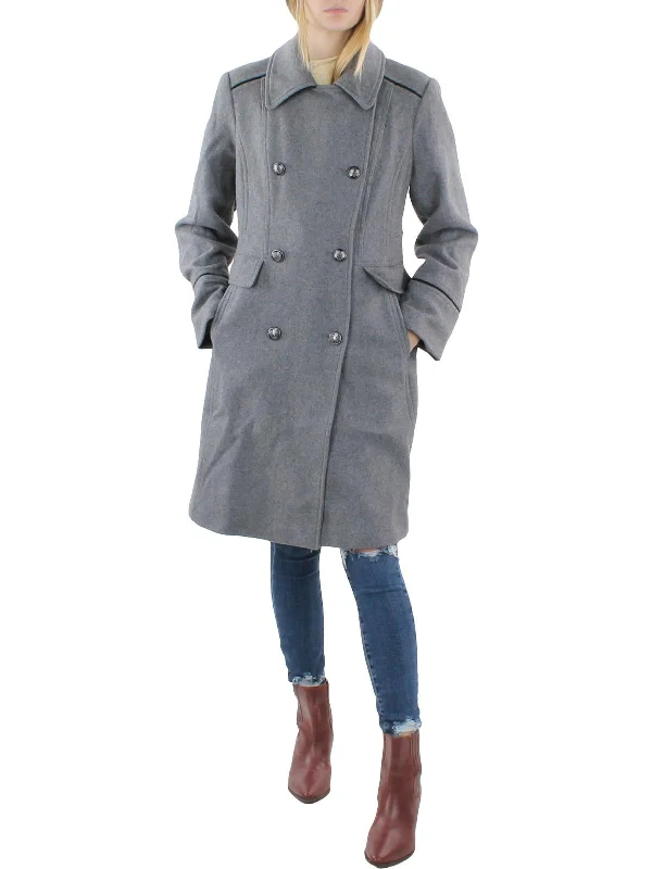 Womens Wool Blend Double Breasted Wool Coat