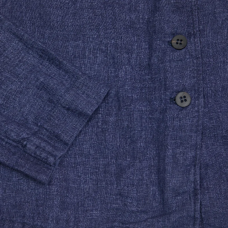 Album Di Famiglia Linen Loose Blazer in Navy