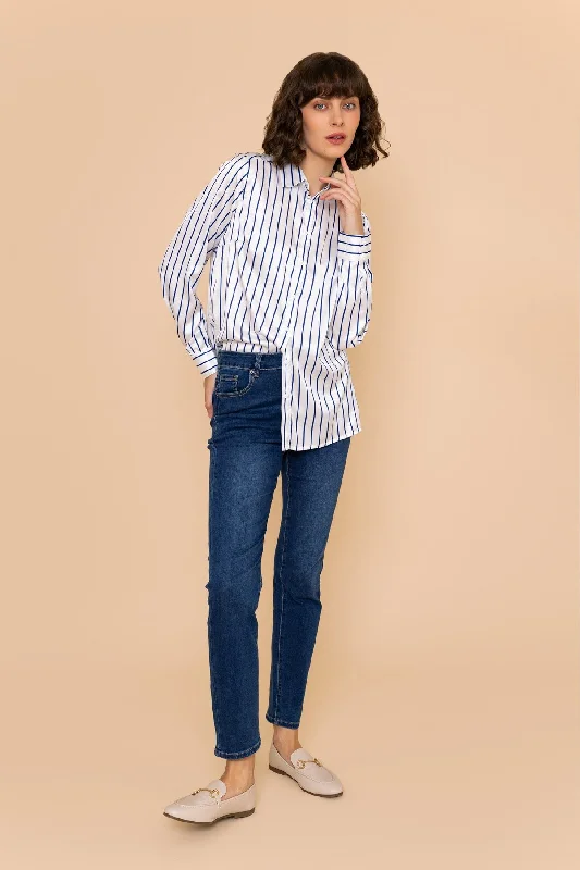 Blue Silky Stripe Shirt