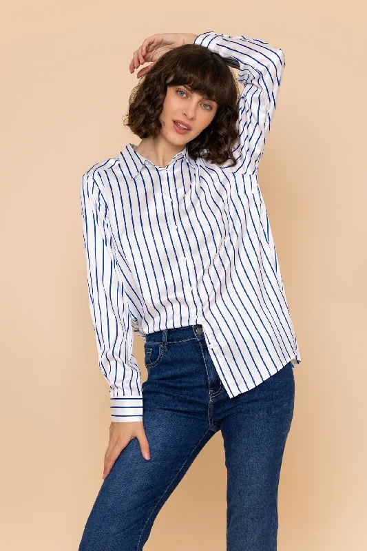 Blue Silky Stripe Shirt