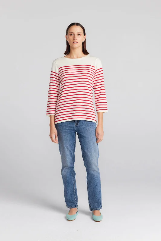 Breton 3/4 Sleeve Tee - White/Red