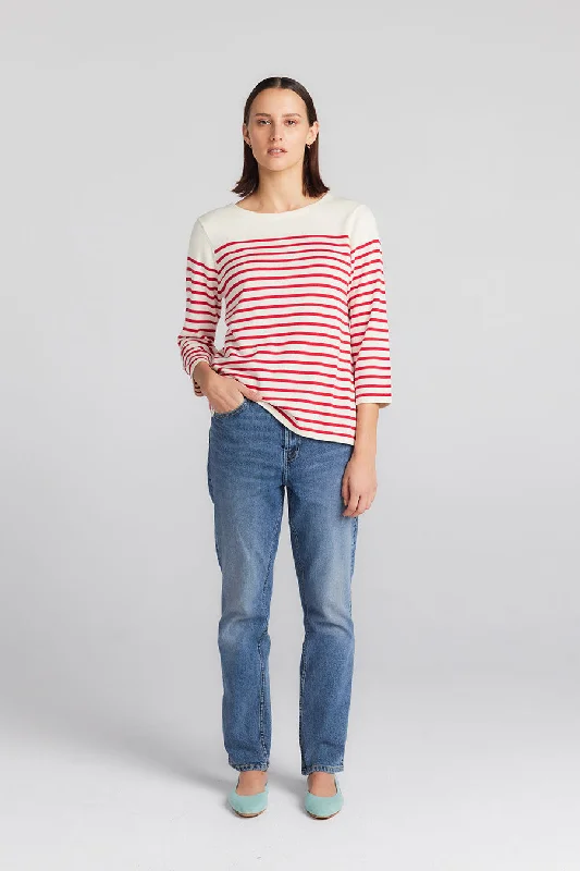 Breton 3/4 Sleeve Tee - White/Red