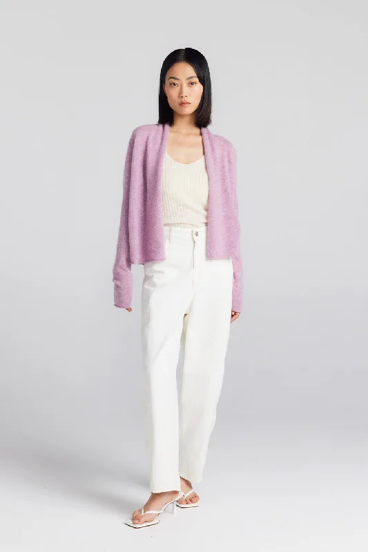 Essential Cashmere Featherweight Cardigan - Lilac Melange