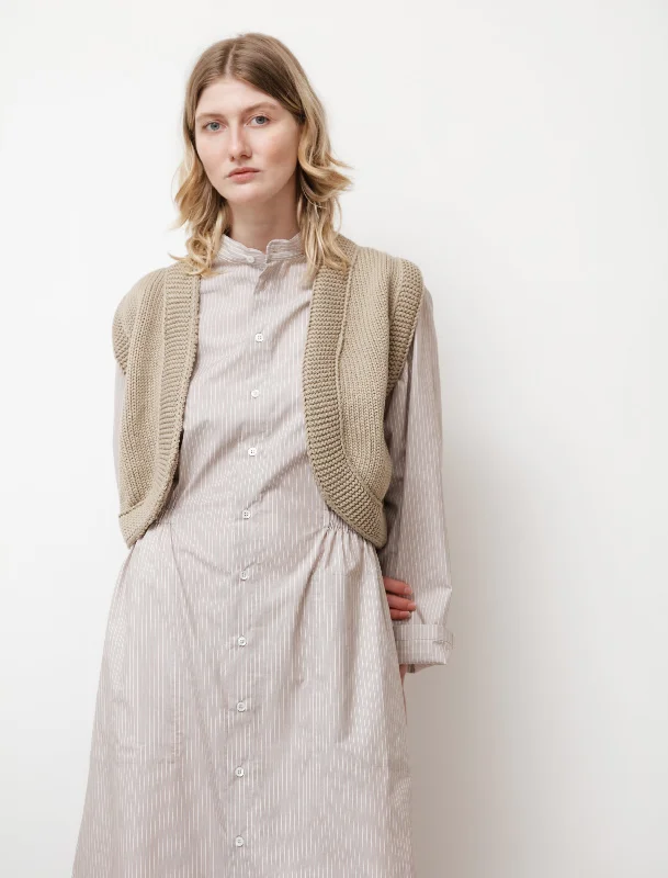 Knit Cotton Gilet Light Khaki