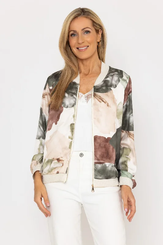 Khaki Printed Bomber Jacket