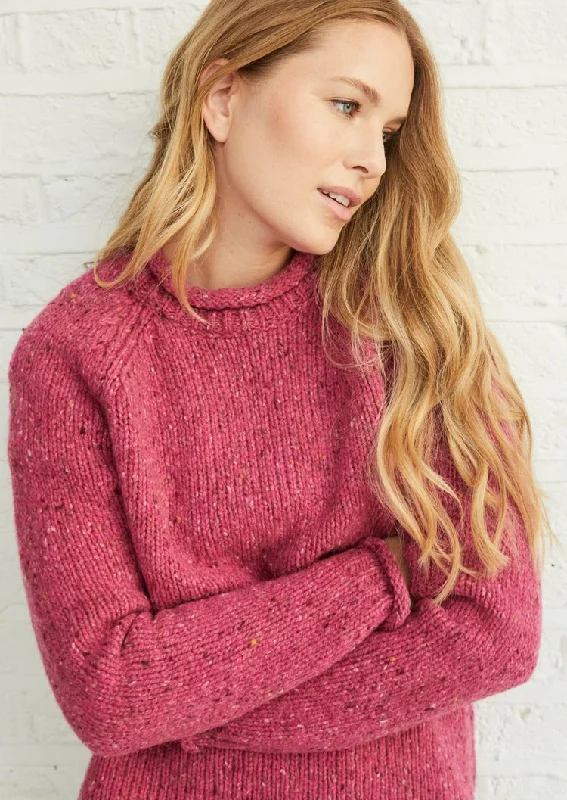 Ladies Donegal Roll Neck Sweater | Pink