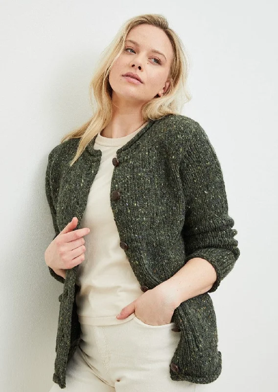 Ladies Donegal Wool Cardigan | Green