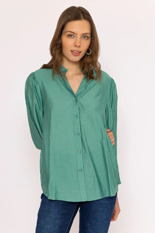 Long Sleeve Spring Blouse in Green