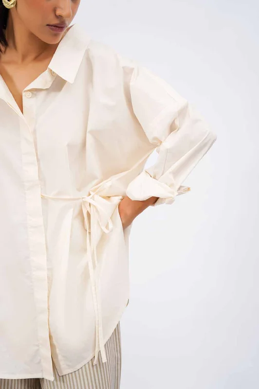 TIE-UP POPLIN SHIRT