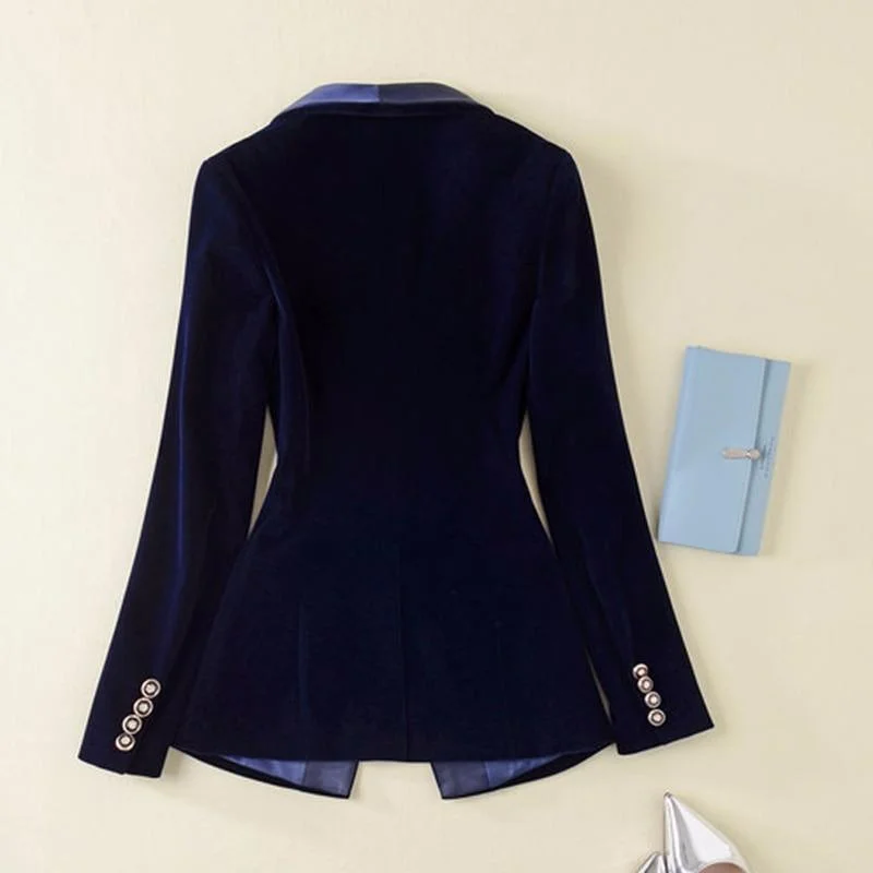 Women Blazer, Velvet V-Neck Blazer