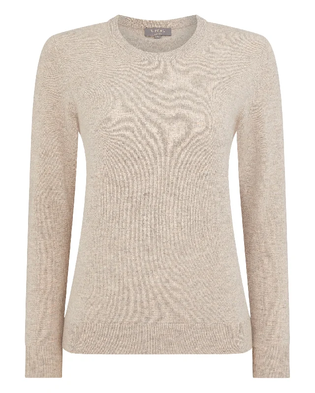 Women's Evie Classic Round Neck Cashmere Sweater Oatmeal Brown