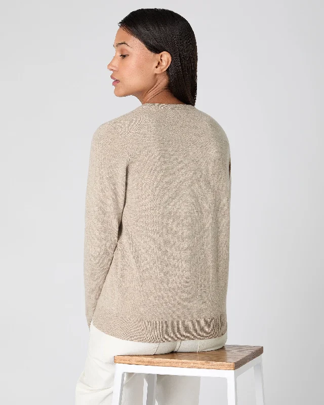 Women's Evie Classic Round Neck Cashmere Sweater Oatmeal Brown