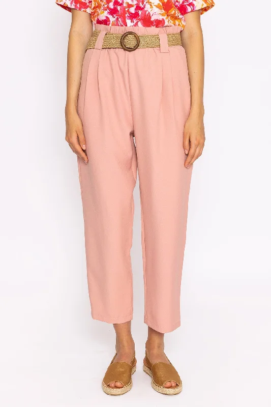 Belted Pants in Pink