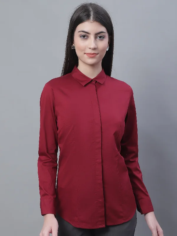 Cantabil Women Formal Full Sleeve Maroon Shirt