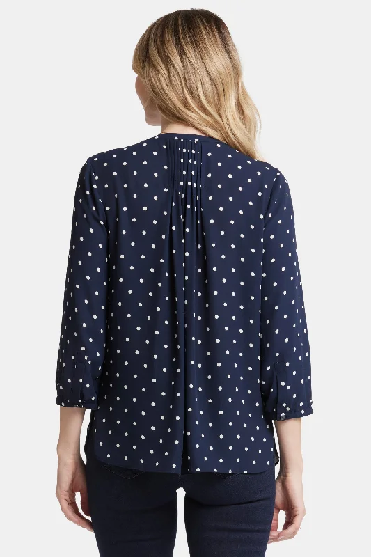 Pintuck Blouse - Indigo Dot