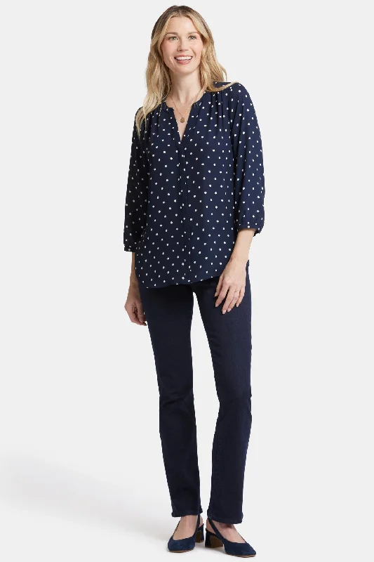 Pintuck Blouse - Indigo Dot