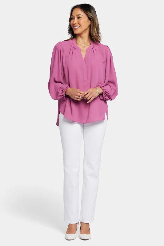 Puff Sleeve Popover Top - Mauve Haze