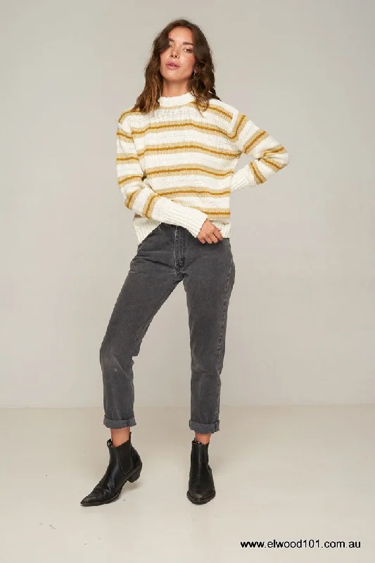 Rue Stiic DAYTONA KNIT JUMPER GOLD /OFF WHITE/SAND STRIPE