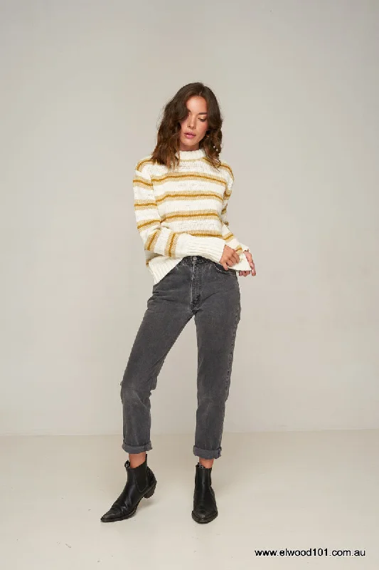 Rue Stiic DAYTONA KNIT JUMPER GOLD /OFF WHITE/SAND STRIPE