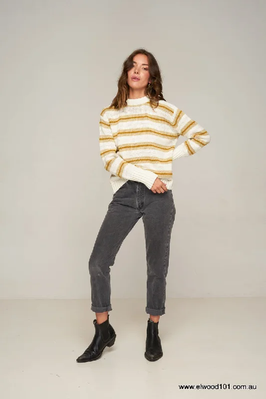 Rue Stiic DAYTONA KNIT JUMPER GOLD /OFF WHITE/SAND STRIPE