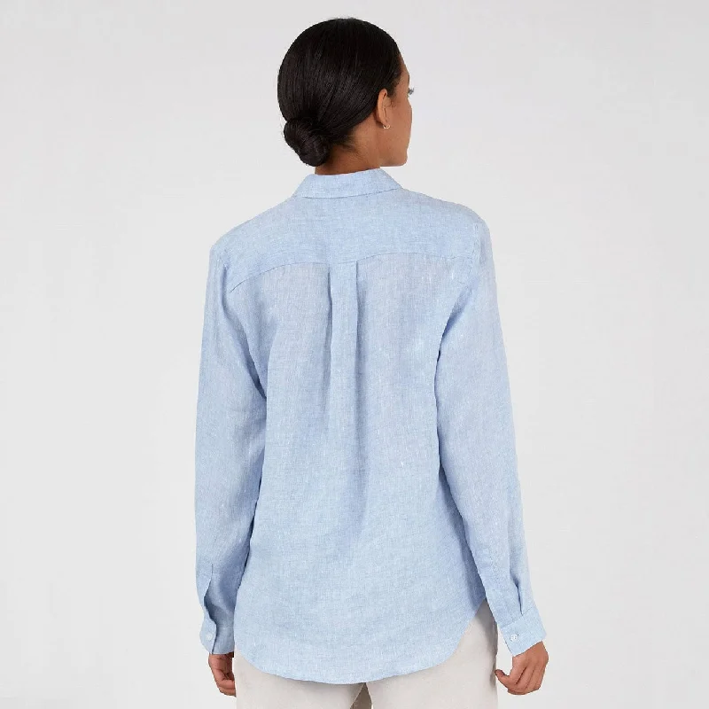 Sunspel Womens LS Linen Shirt Blue Mist