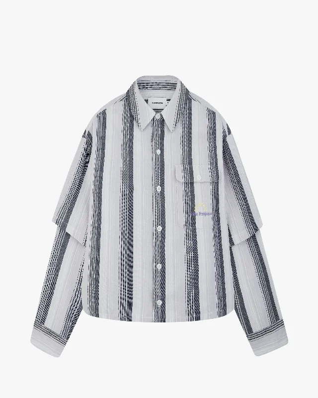 STRIPE DOUBLE SLEEVE SHIRT PURPLE