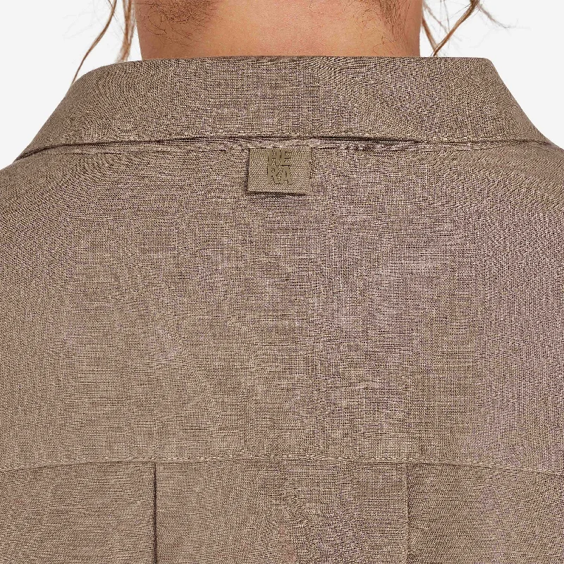 Womens Linen Mix Shirt - Marsh Grey