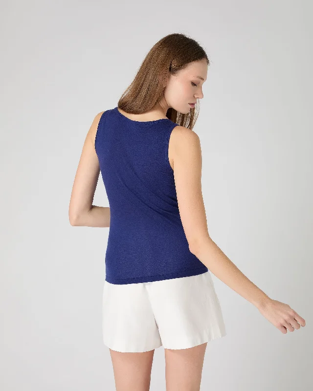 Women's Ella Superfine Cashmere Shell Top Indigo Blue