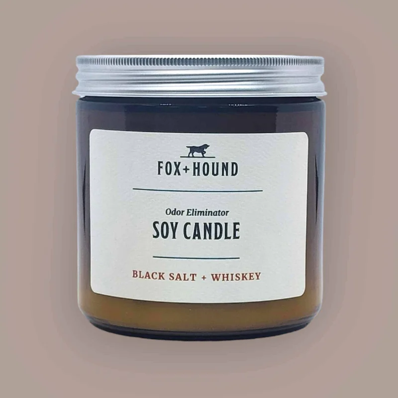 Candle Black Salt + Whiskey Fox + Hound Odor Eliminator Soy