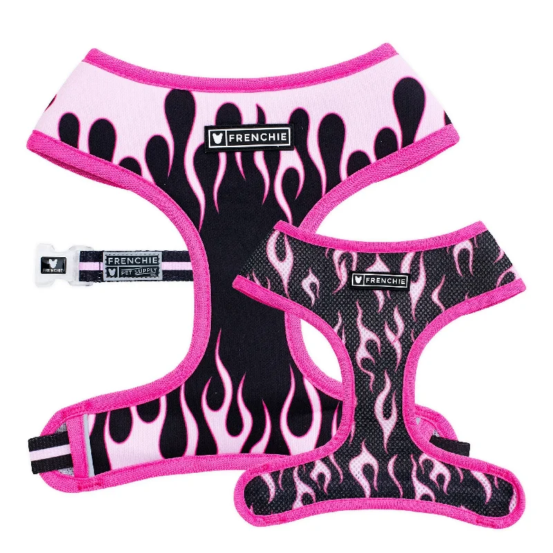 Frenchie Duo Reversible Harness - Flames (Pink)