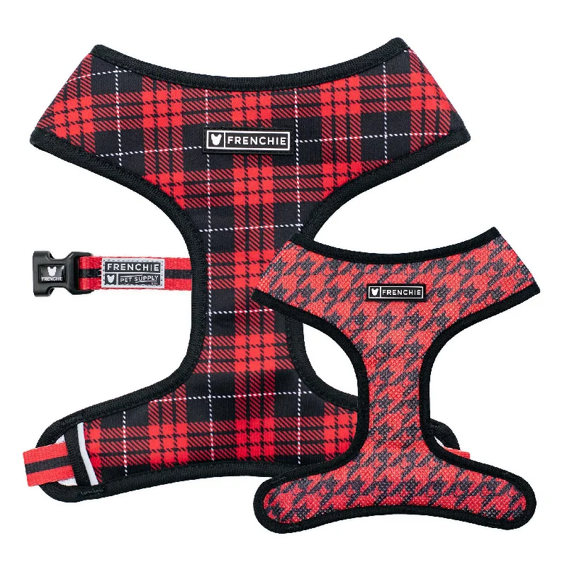 Frenchie Duo Reversible Harness - Red Tartan