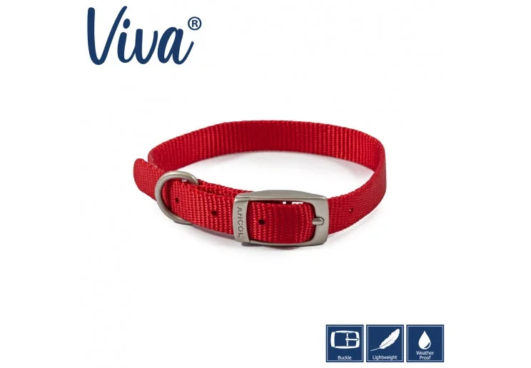 Ancol - Viva Nylon Buckle Collar - Red - Size 6 (45-54cm)