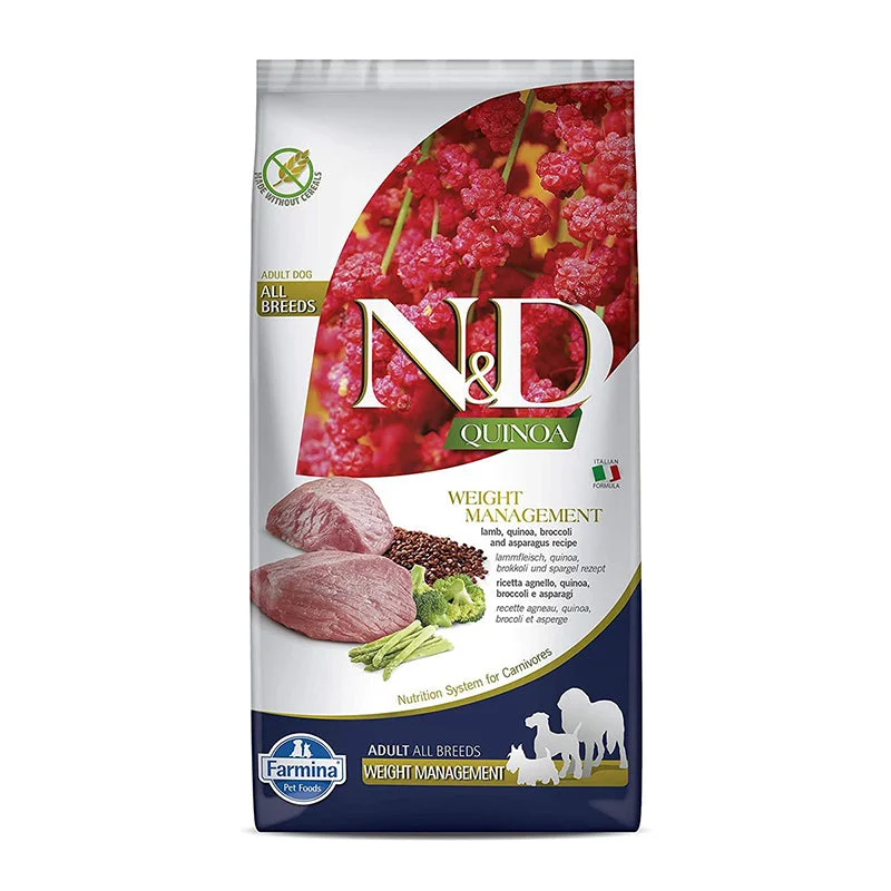 Farmina N&D Quinoa Adult Lamb, Broccoli and Asparagus Grain Free Dry Dog Food for Weight Management