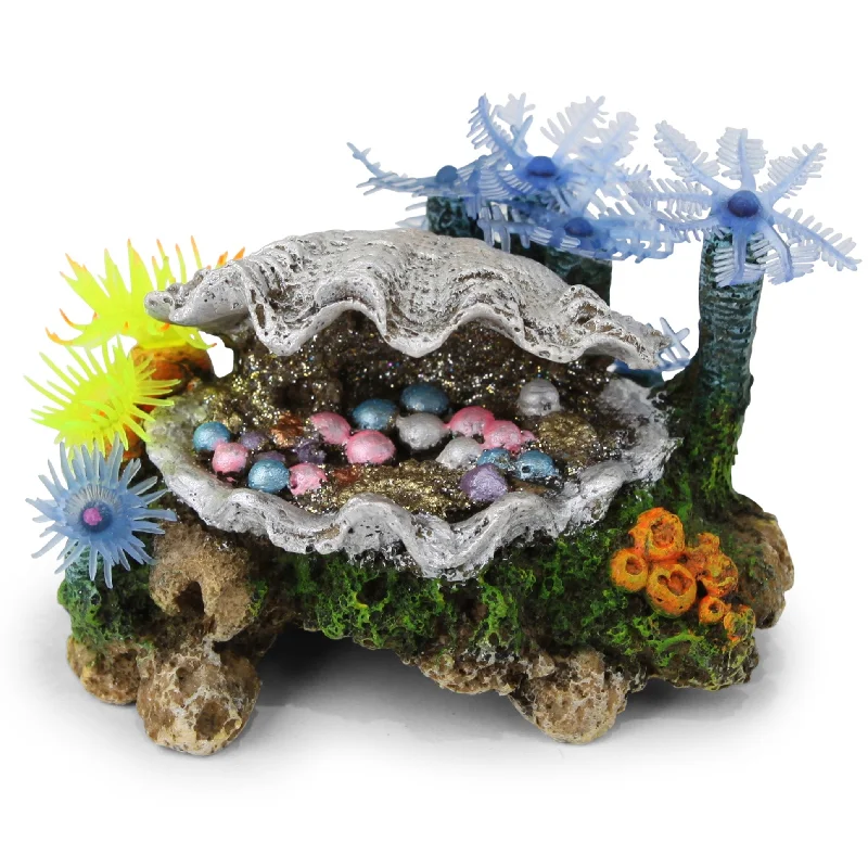 Kazoo White Clam with Soft Coral Small Fish Tank Ornament***