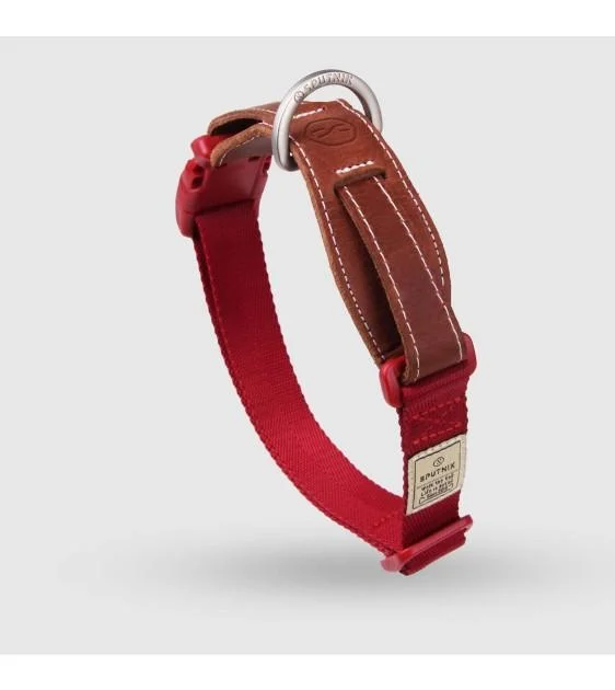 Sputnik Leather & Nylon (Red) Dog Collar